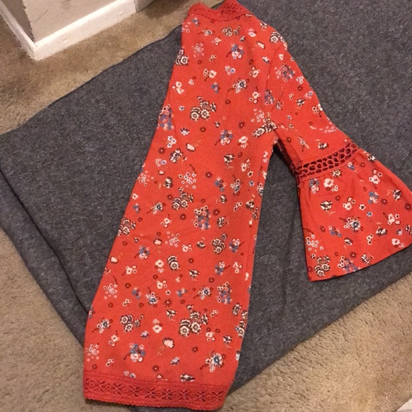 NOBO Floral Rust Colored Open-Front 
One-Piece Cardigan - Picture 9 of 11